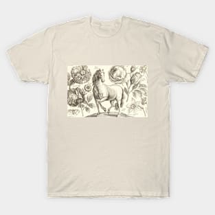 Horse Flower Vintage Illustration T-Shirt